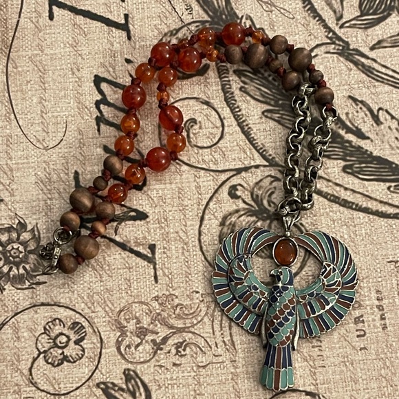 Egyptian revival god of the sky Falcon of Horus necklace - Picture 8 of 9